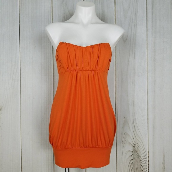 Arden B Tops - Arden B. Orange Bustier Tunic Tube Top